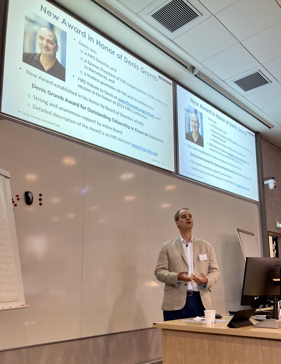 HECKnowledge's tweet image. Simon Gervais of @DukeU introduces the “#DenisGromb Award for Outstanding Citizenship in Financial Economics” at his Memorial Day @HECParis

“We wanted to capture what Denis was, in addition to his academic contributions, and he was helping numerous peers and PhD students”
#PhD