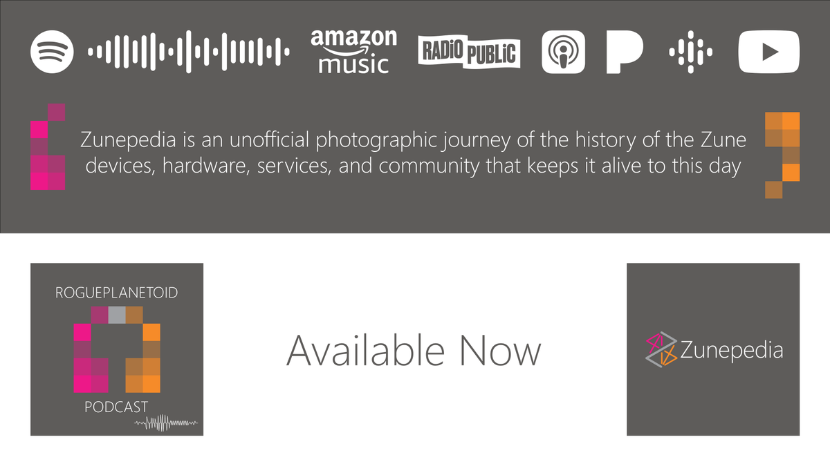 RoguePlanetoid's tweet image. Listen to RoguePlanetoid Podcast - Episode Eight- Zunepedia at rogueplanetoid.com/podcast/episod… or wherever you listen to your podcasts! #Zunepedia is an unofficial photographic journey of the history of the Zune devices, hardware, services, and community that keeps it alive to this day.