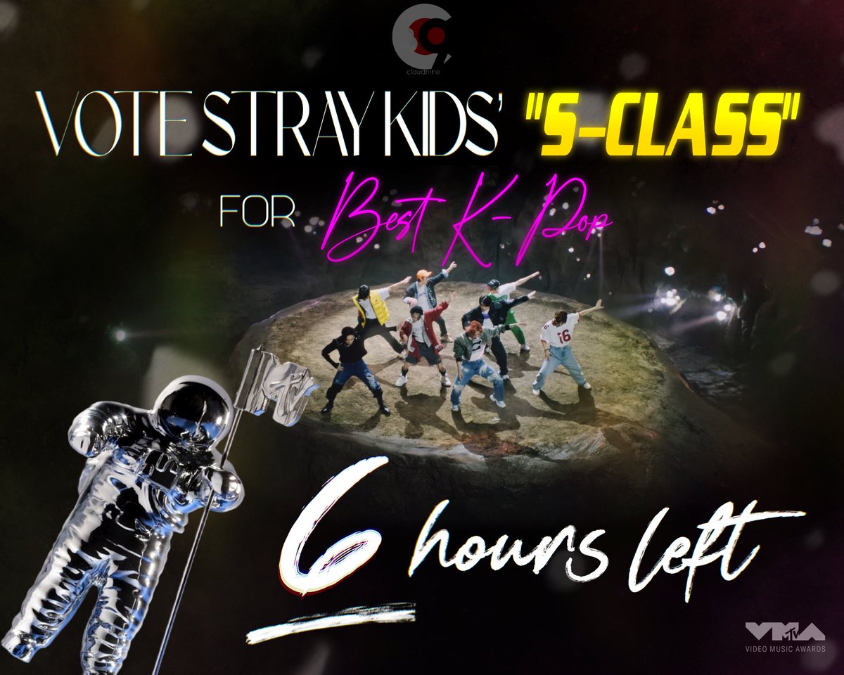 StrayKids_C9's tweet photo. [🚨VOTE🚨] 

Today is 🔥DOUBLE DAY!🔥

Vote @Stray_Kids’ "S-Class" for BEST K-POP (VMAS) on the MTV website with double the votes!

🚨VOTING ENDS: 09/02 - 7AM KST🚨

➡️  ‼️6 HOURS LEFT‼️
🔗 https://t.co/WPuxfUq2KG

#HipHopStepstoVMAs 
#S_CLASS_BestKpop
#Stays4VMAs https://t.co/hLHT3Byymo