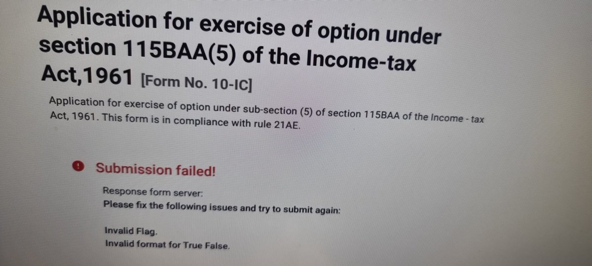 candy_love73's tweet photo. Unable to file form 10IC as in second option nlt active so we cant select yes no button that why getting issue of invalid flag format https://t.co/xvNgXEOk67