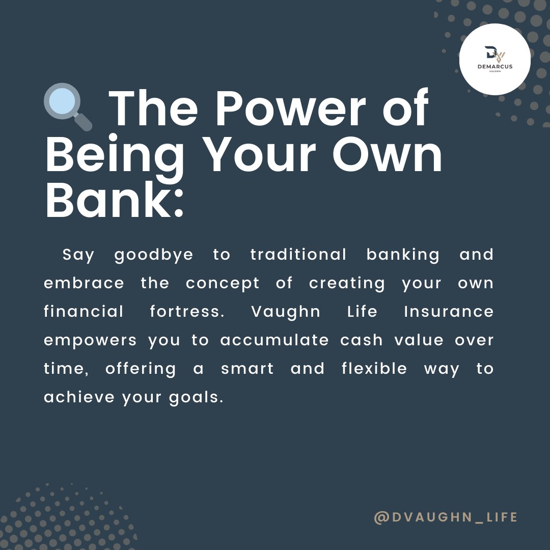 Daflocka's tweet photo. 💼🌟 Unlock the potential of being your own bank with our Life Insurance! Take control of your financial future, watch your wealth grow, and secure your legacy. Say goodbye to limits and hello to possibilities. 💰🏦 #FinancialEmpowerment #BeYourOwnBank #VaughnLifeInsurance https://t.co/ReWI3babq7