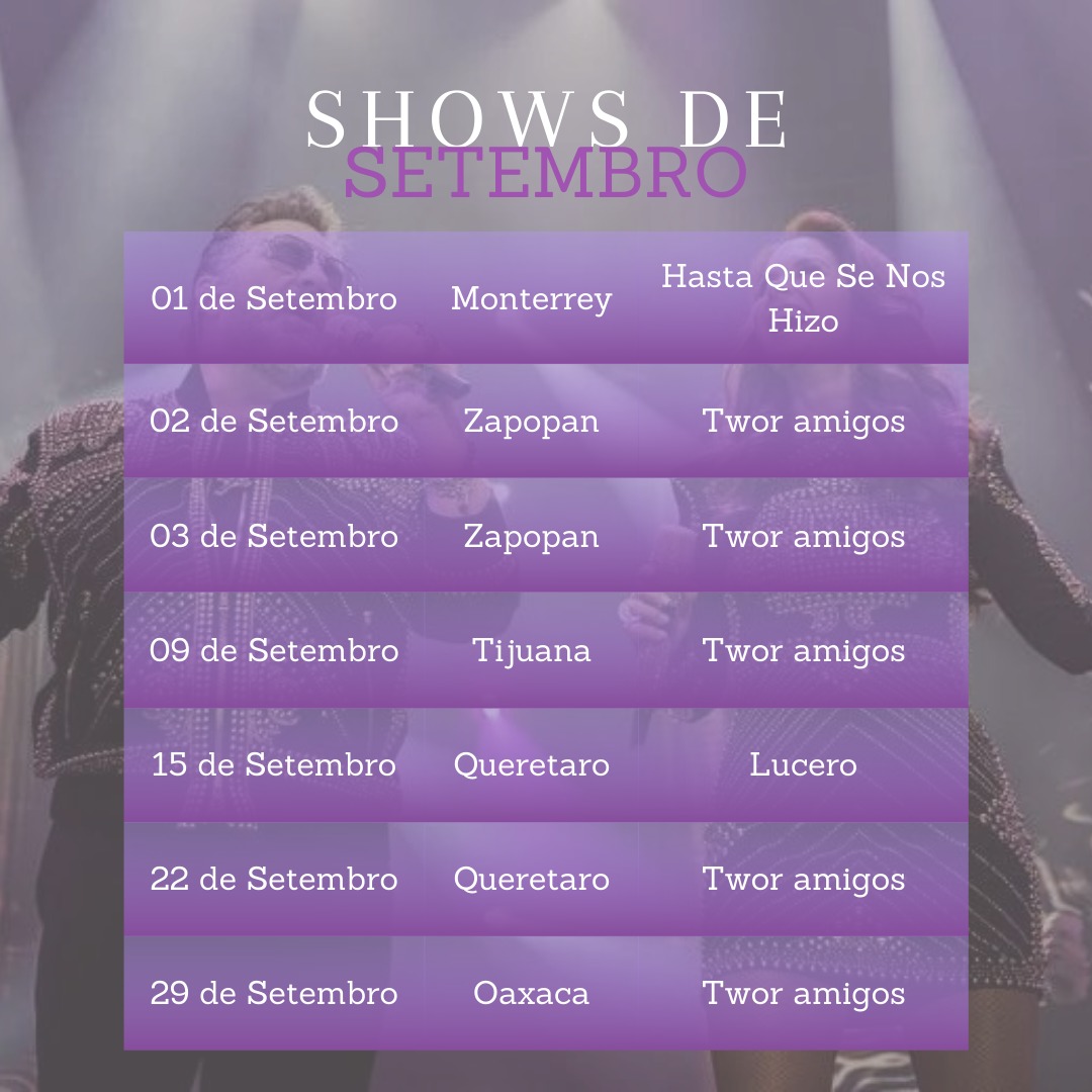 HQSNHNews's tweet photo. 🗓️ SETEMBRO COMEÇOU! Já marca ai na agenda: tem show solo, HQSNH e Two’r amigos! https://t.co/tNwn5wssb5