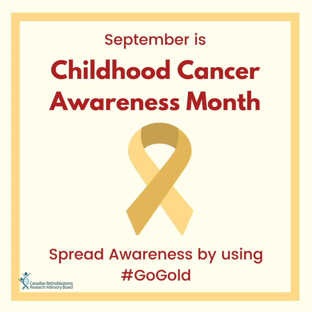 rb_research's tweet photo. September is Childhood Cancer Awareness month. Help us spread awareness and educate the public about pediatric cancers such as retinoblastoma by using #GoGold 
#RB #EyeCancer #retinoblastoma #RbJourney https://t.co/FGO3Np04Hv
