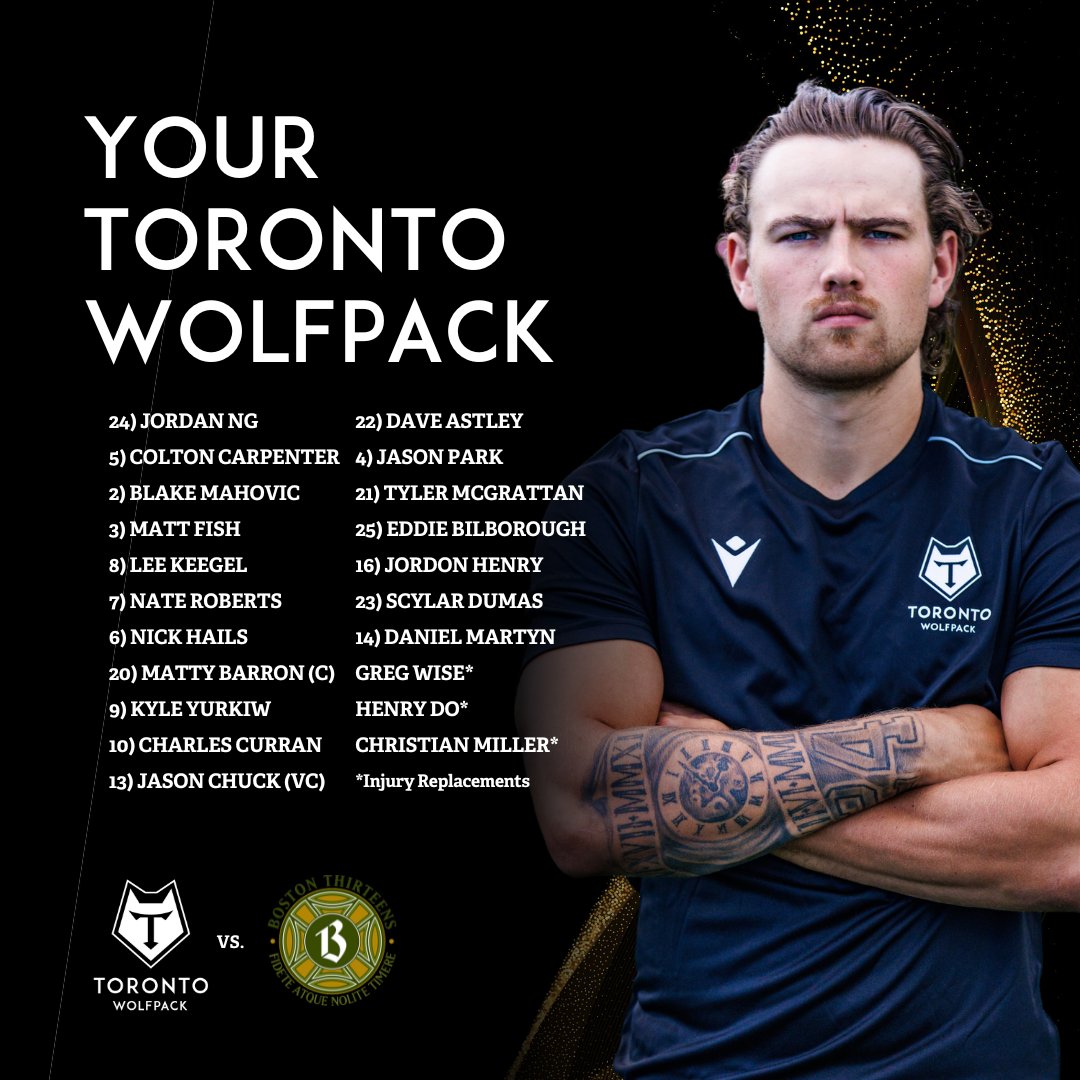 Let's get ready to #DefendTheDen!

<a href="/CoachLegault/">Robin Legault</a> has announced the team for our upcoming match against the <a href="/Boston13s/">Boston 13s RLFC</a> on September 2nd.

Led by Captain Matty Barron and Vice Captain Jason Chuck, the Pack can't wait to hear your howls ring through Lamport!

1/2