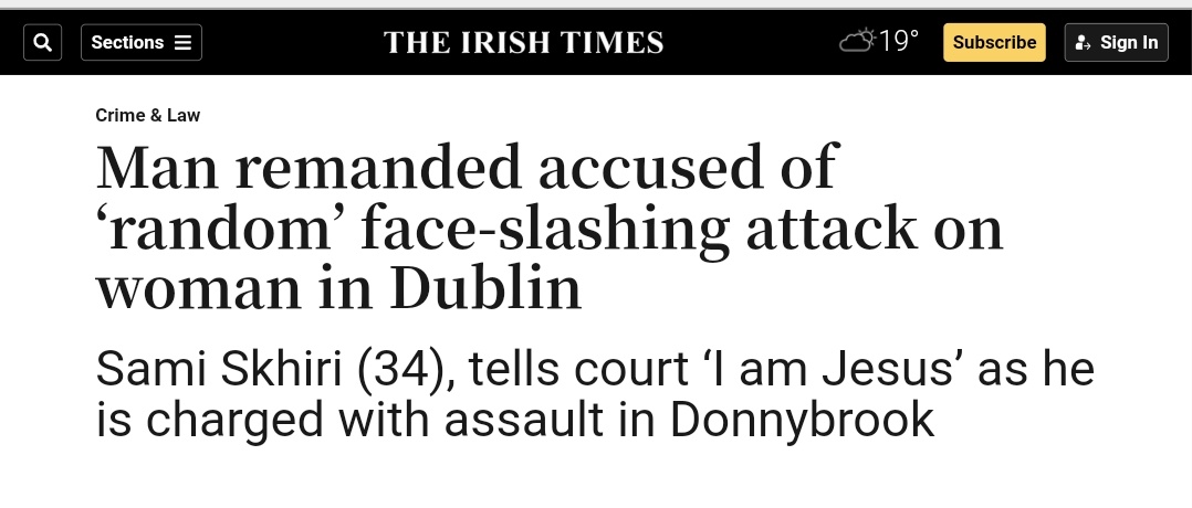 Mick_O_Keeffe's tweet photo. 🚨🚨

Unvetted foreign man with no passport arrives in Ireland and within 24 hours slashes a woman's face. 

#MakeIrelandSafeAgain https://t.co/VljJrF2Icj