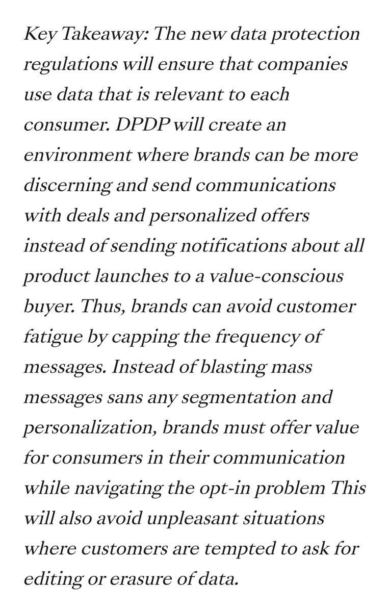 AmithHegde6's tweet photo. #Indian #ConsumerBusinesses need to prioritise #CustomerConsent, be more #mindful of how they collect &amp; employ #PersonalData; ensure meaningful #CustomerEngagement using #MartechTools (#stacks) compliant with t #DPDPBill2023

#DataPrivacy?
📸@ETBrandEquity
https://t.co/T1QKMeU8ma https://t.co/atDbxnqgJO