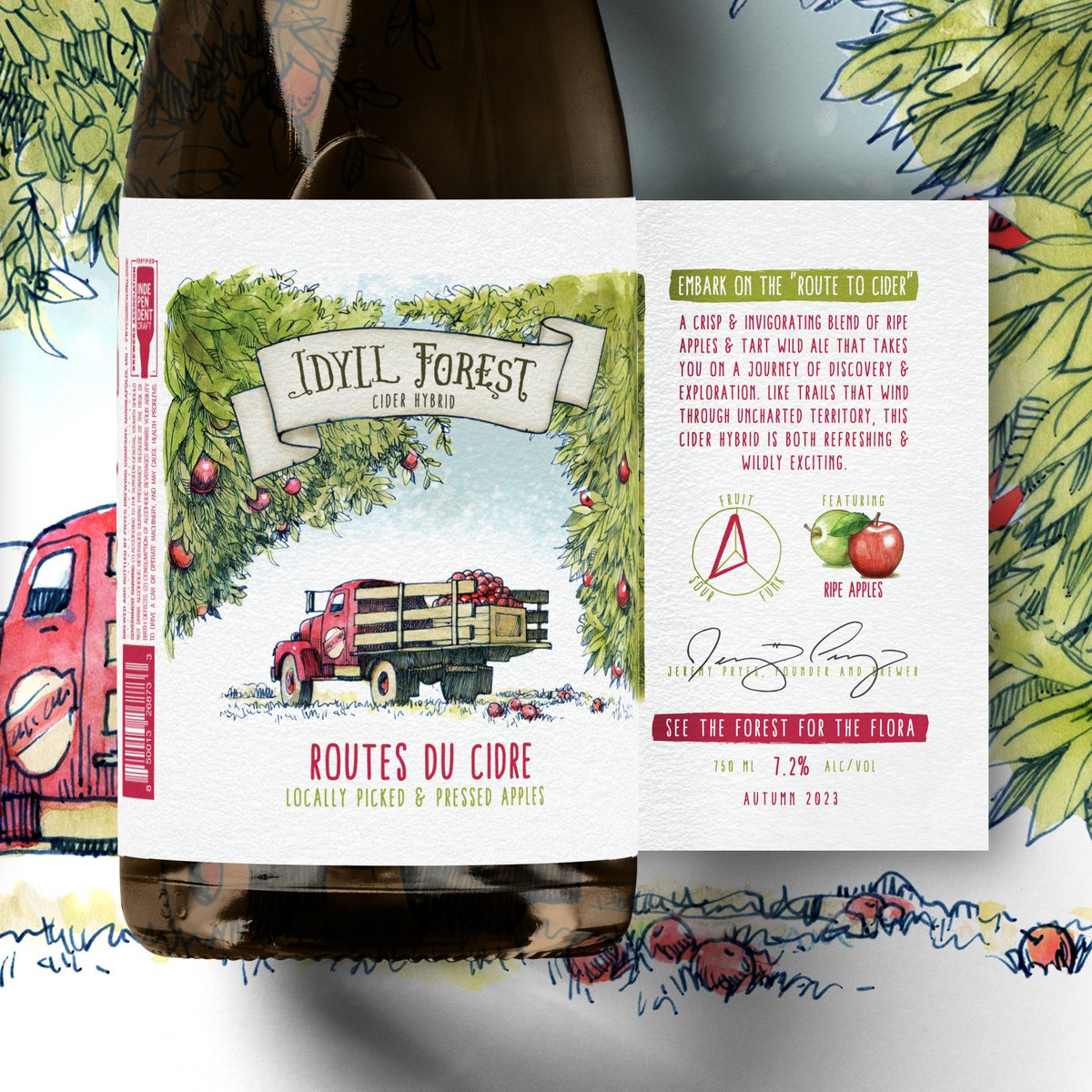 Go on a journey of discovery and exploration with Routes Du Cidre, a Cider Hybrid Wild Ale from our Idyll Forest Program.

Embark on your route to cider in the taproom with a glass of Routes Du Cidre or purchase a bottle to take home.