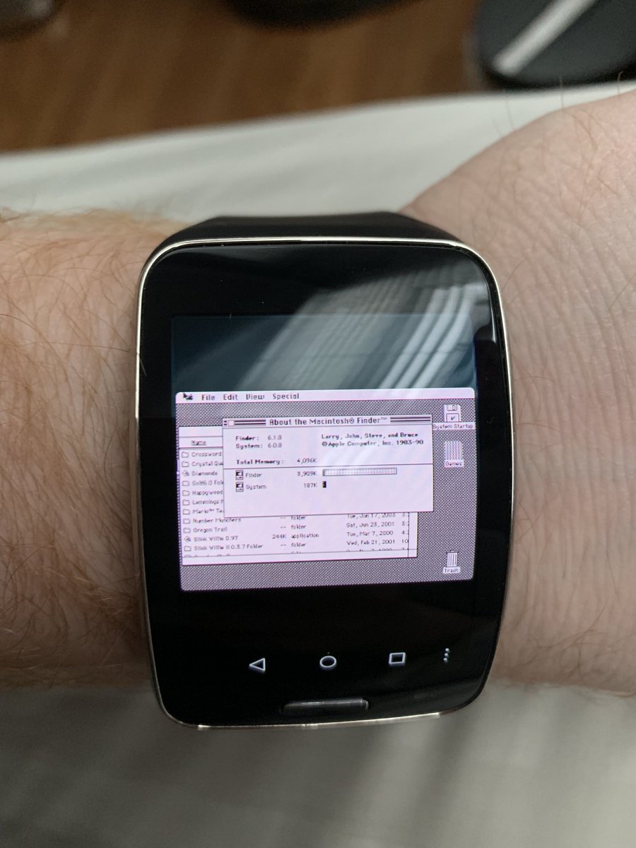 app73n3rd's tweet photo. That time I flashed a Gear S to Android and then ran macOS 6 on it... https://t.co/2MfvMegvnt