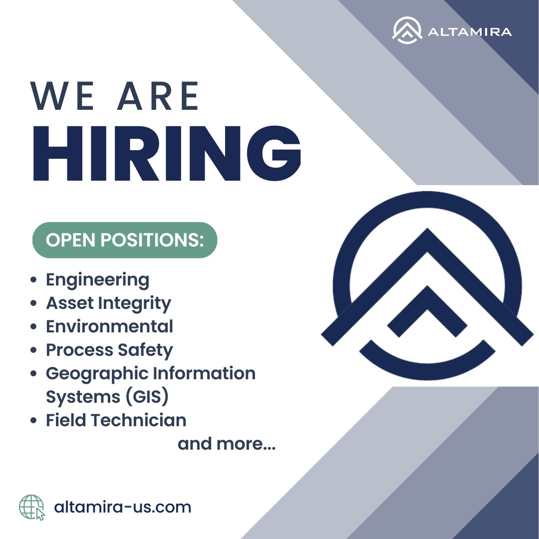 altamira_us's tweet photo. @altamira_us is searching for qualified individuals to be a part of our growing team. 

Learn more about how you can join our Altamira family at https://t.co/MR1tbOdOTM!
#Hiring #Altamira #Environmental https://t.co/TxmuBV58kF