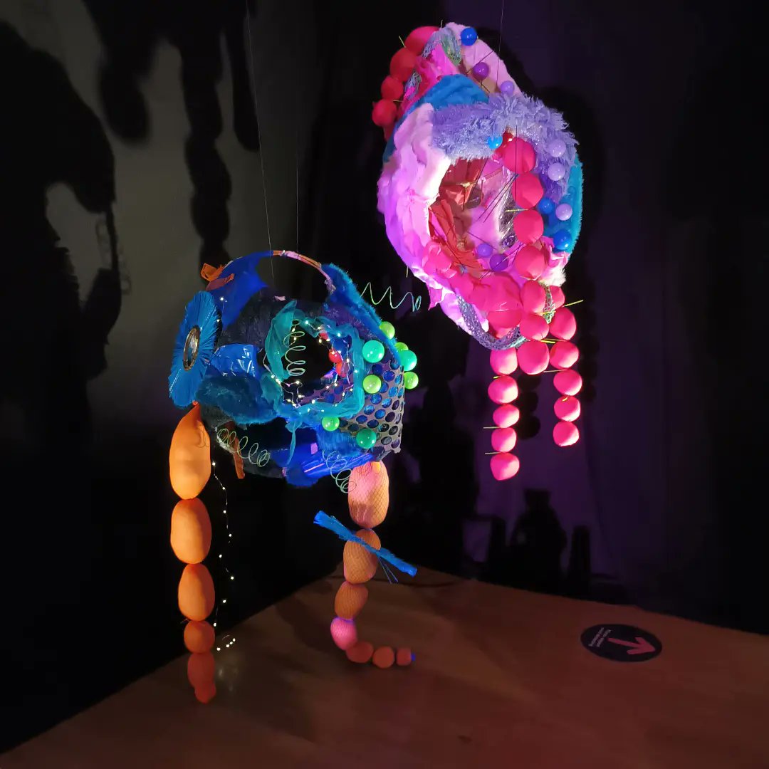 KathrynBrame's tweet photo. Luminous sculptures in the Intergalactic Space Jungle made by children &amp; young people in Kirklees with @artinholmfirth #huddersfield #sculpture #temporarycontemporary 🚀🪐⭐️ https://t.co/9xfjZgK8LG
