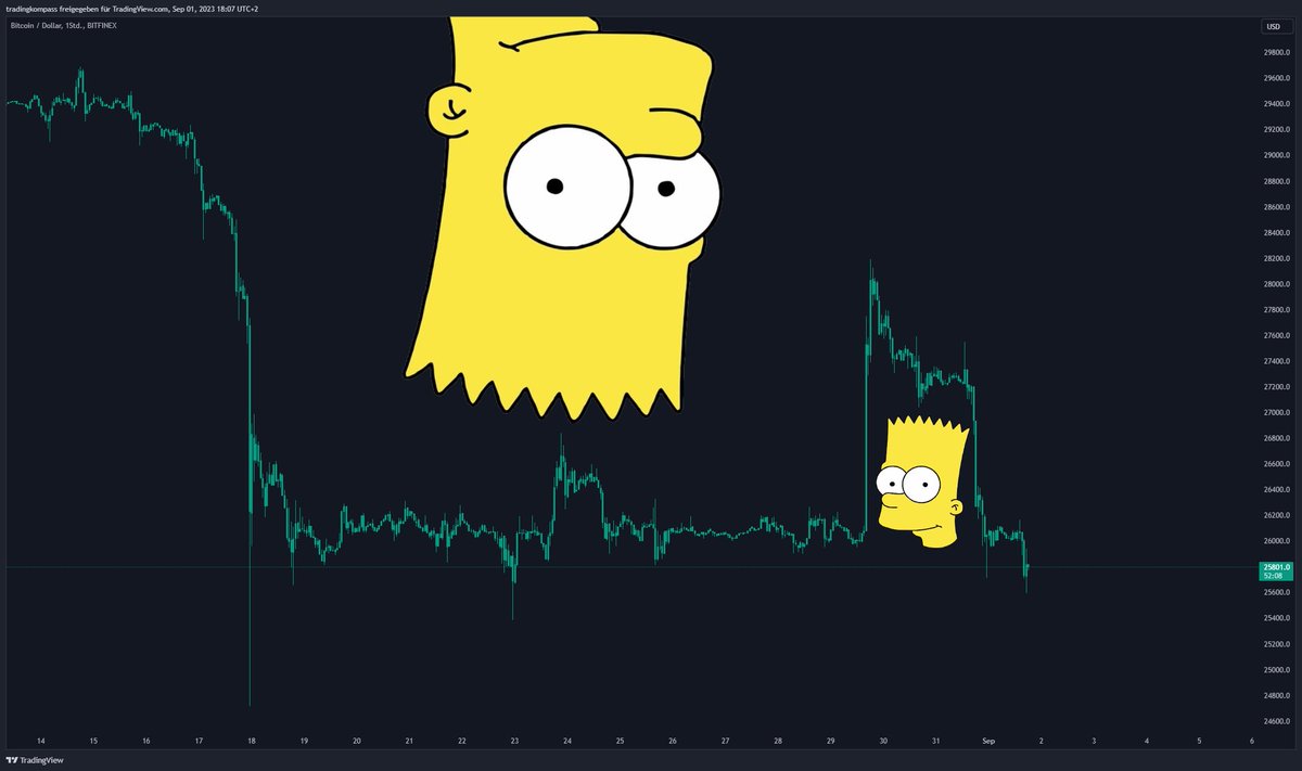 TradingKompass's tweet photo. #Bitcoin Priceaction heutzutage #bartsimpsonpattern https://t.co/6rgYGvz66i