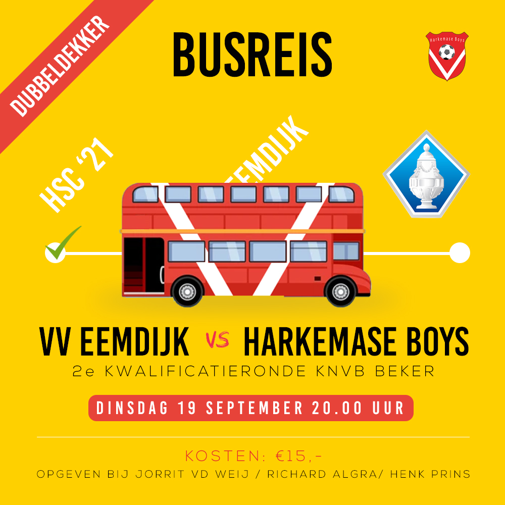 HarkemaseBoys's tweet photo. 🚌⚽ UPDATE: BUSREIS VOOR DE BEKERWEDSTRIJD TEGEN VV EEMDIJK

De bus zit nokjevol. Vandaar dat we met een dubbeldekker richting VV Eemdijk gaan. Wil je nog mee, wacht dan niet heel lang meer!

Opgeven kan bij Jorrit van der Weij, Richard Algra of Henk Prins. https://t.co/gh10Sisfnw