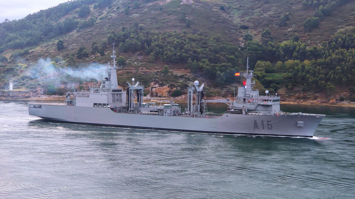 Armada_esp's tweet photo. El Buque de Aprovisionamiento de Combate #Cantabria se encuentra ya navegando para participar en los próximos ejercicios #DynamicGuard, en los que se adiestrará en procedimientos y tácticas avanzadas.
#SomosLaArmada🇪🇸⚓️ https://t.co/5TRBcGZCar