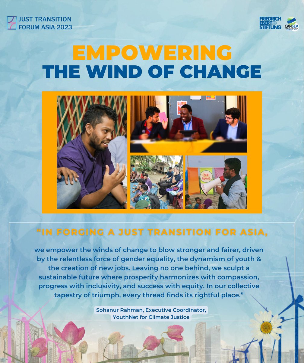 #JustTransitionForumAsia2023 from Sept6-8 cannot be complete without the participation of the most active youth member of climate activism,@SohanBMYP.
𝐑𝐞𝐠𝐢𝐬𝐭𝐞𝐫 𝐍𝐨𝐰🌐asia.fes.de/jtfa to help him count every voice in shaping our sustainable future. 
@YouthNet4CC