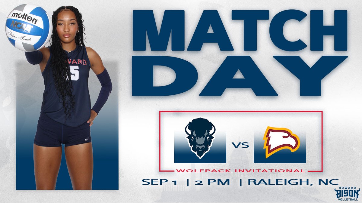 🏐 | Get your game face ready! <a href="/HUBisonVB/">Howard Volleyball</a> works on a comeback in Carolina as they face the Eagles on day 2⃣ of the Wolfpack Invitational!
#BleedBlue