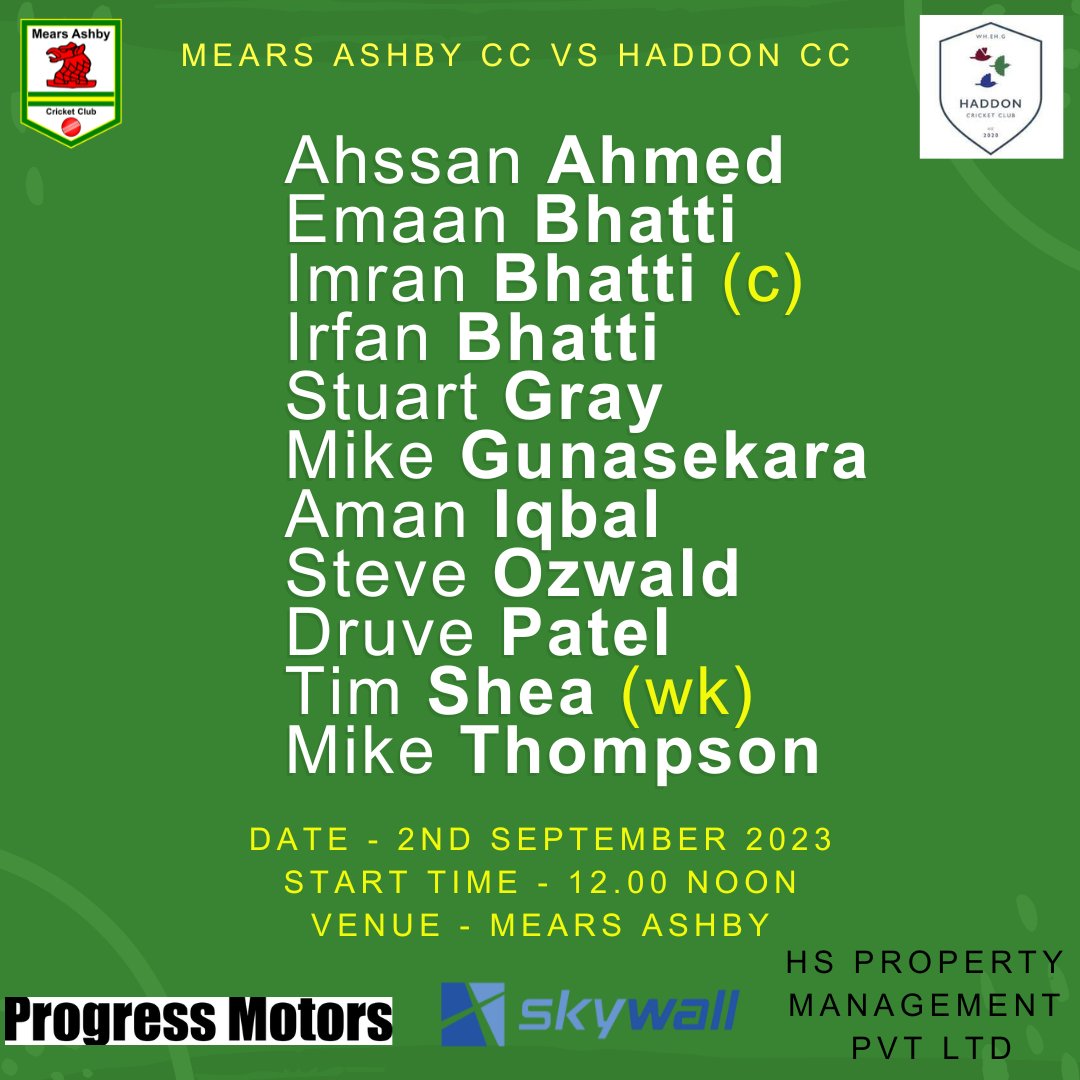 The team's are out for this weekend's league games.

Our 1st XI travel to <a href="/OfficialOldCC/">Old Cricket Club</a> 2nd XI and our 2nd XI host Haddon CC 3rd XI.

Good luck both teams!

#MACC