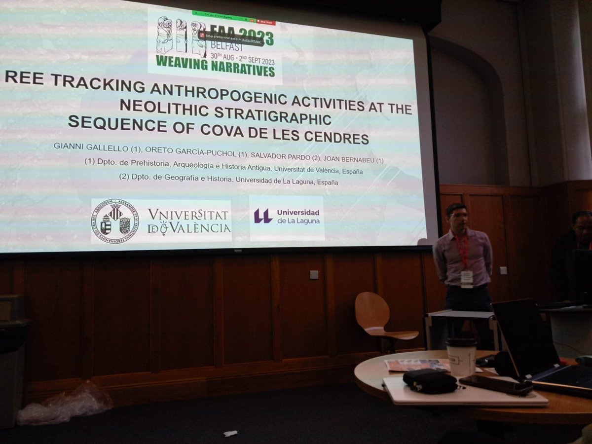 Presenting the results of <a href="/CendresCova/">Cova de les Cendres</a>
sediment analysis at <a href="/archaeologyEAA/">European Association of Archaeologists</a> meeting in the session "Modern Approaches to the study of Landscape Improvement and the Creation of Sustainable Agricultural Systems" #EAA2023