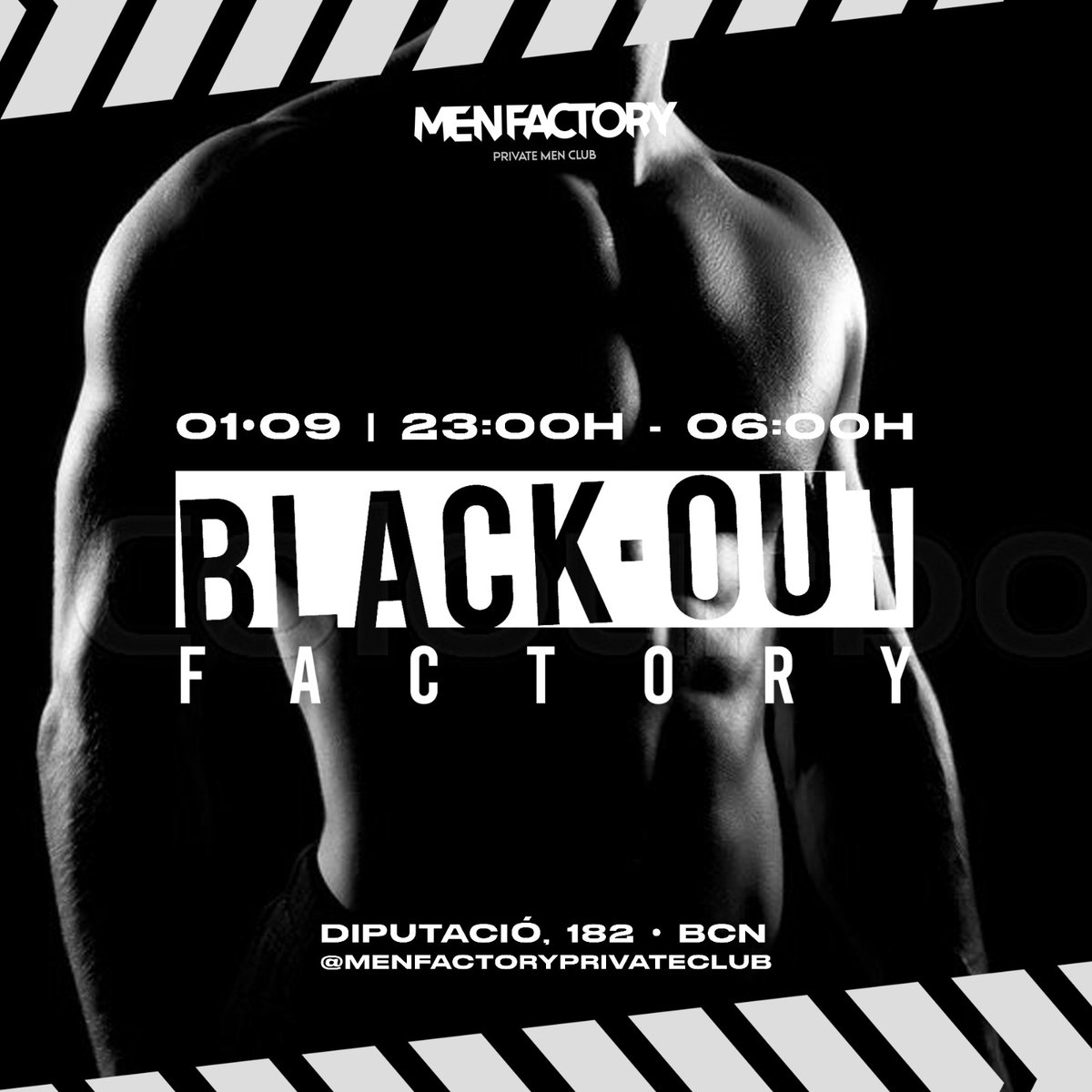 MenFactoryClub's tweet photo. Ha llegado el día! Hoy a partir de las 23 h, Blackout Factory, el apagón del local. Vicio y morbo al extremo. Os esperamos. 
Cuota de acceso al club: 15 € (consumición incluida) https://t.co/CytnOoS6ef