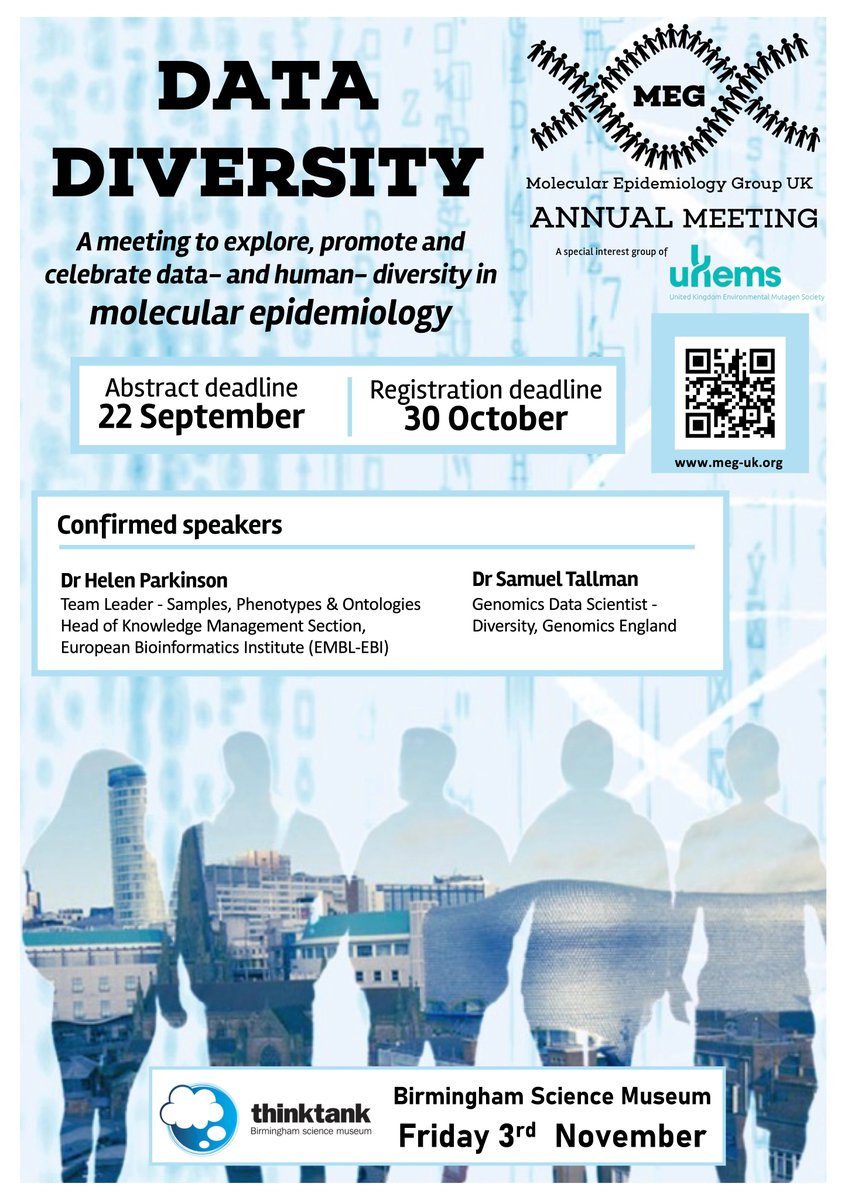 megukepi's tweet photo. Registration and abstract submission are now open for the MEG-UK annual meeting on 'Data Diversity'. Abstracts are welcome from all areas of molecular epi &amp; several travel bursaries are available for ECRs. https://t.co/ZOx2PXpah6 https://t.co/ZIoNO9posf