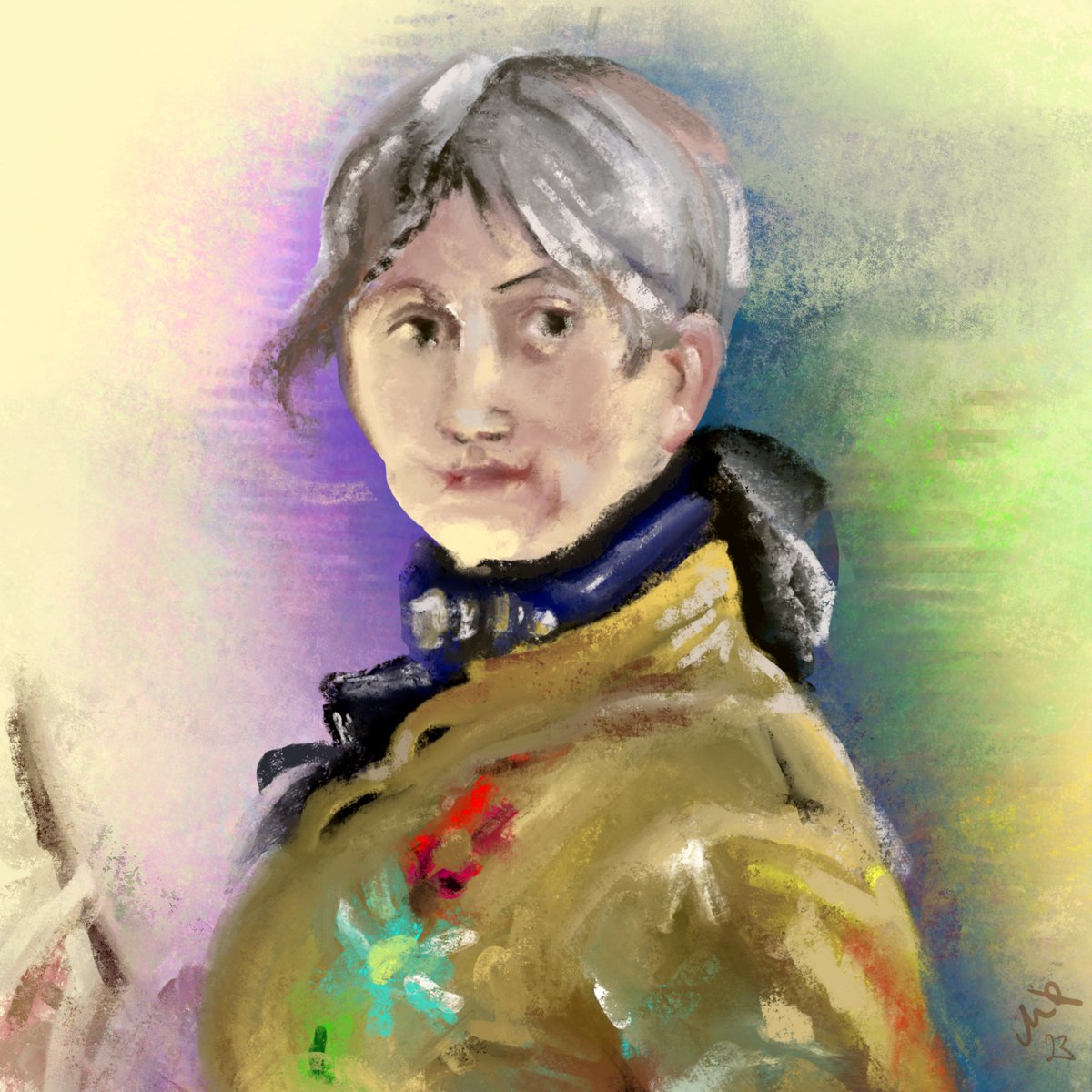 imikve's tweet photo. My take of self portrait by Berthe Morisot, painted in 1885 @StudioTeaBreak #PortraitChallenge 
✌️🎨 https://t.co/0Zo1pY1WSq