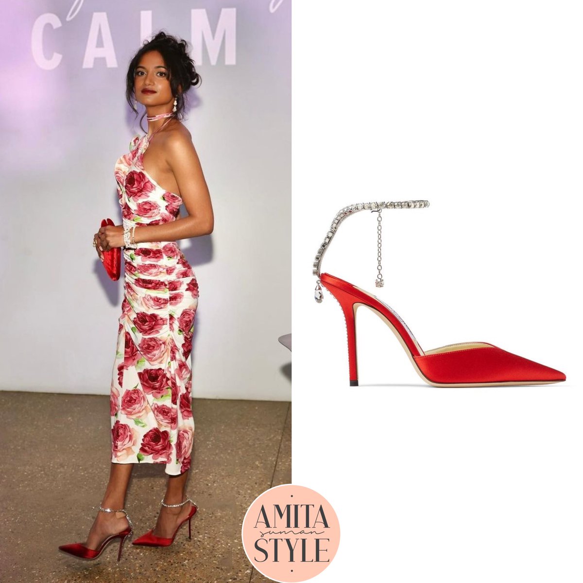 AmitaSumanStyle's tweet photo. Amita wore the #JimmyChoo ‘Saeda Crystal Pumps’ (£875) and the #CompletedWorks ‘The Inevitable Husband Bracelet’ (£465) at the Penhaligon’s Potions &amp; Remedies Dinner. https://t.co/hNhzk83JSX