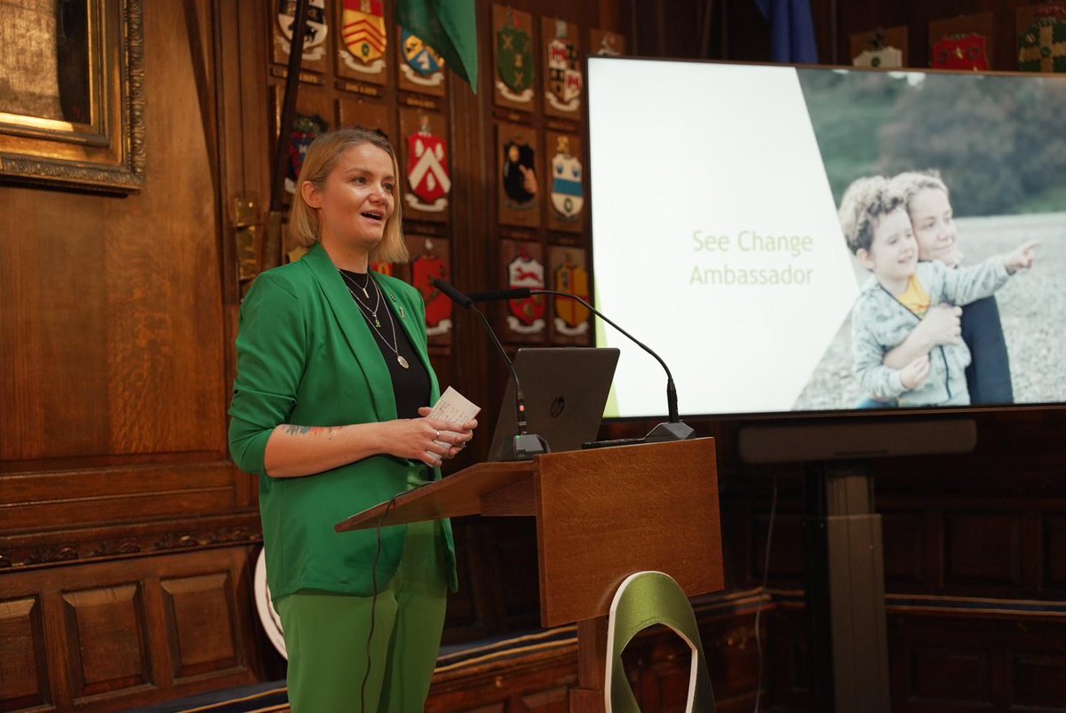 GreenRibbonIE's tweet photo. Daniela Ferro, See Change Ambassador - " I want my son to grow up in an Ireland where it's as normal to speak about a broken arm as it is to speak about mental illness" 

#TheGreenRibbon #EndTheStigma #WearTheGreenRibbon https://t.co/kEdGXPNQPw