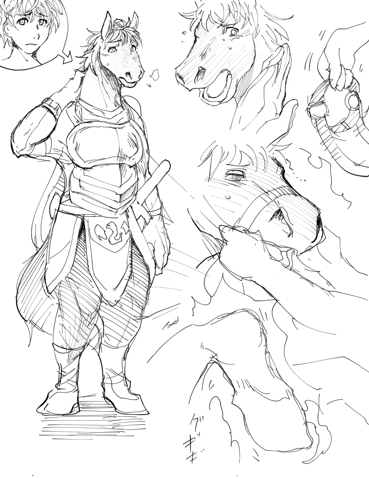 yukinojo10's tweet photo. horse TF sketch https://t.co/4hQQvQkeiB