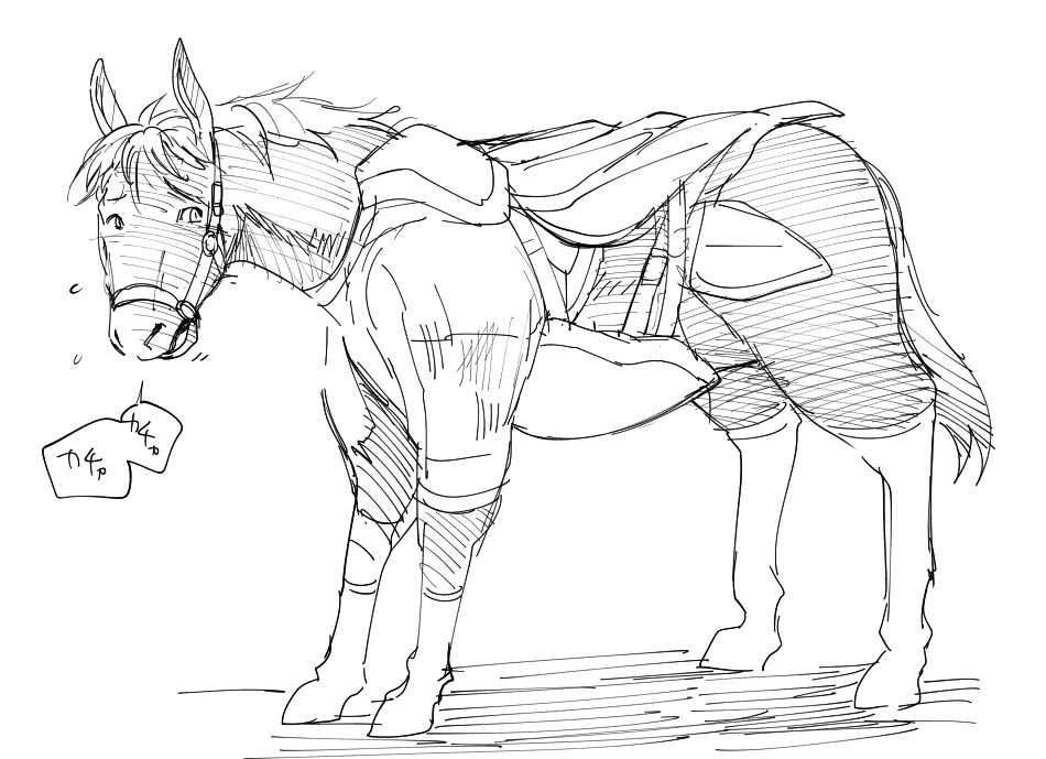 yukinojo10's tweet photo. horse TF sketch https://t.co/4hQQvQkeiB