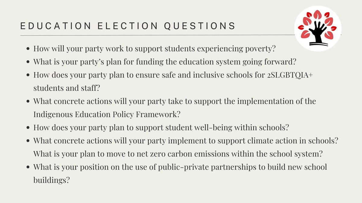 PublicEdMB's tweet photo. And here is our whole list of election questions you should consider asking your MLA candidates. Let's be well informed for Oct. 3. https://t.co/t5z4SjeSXt