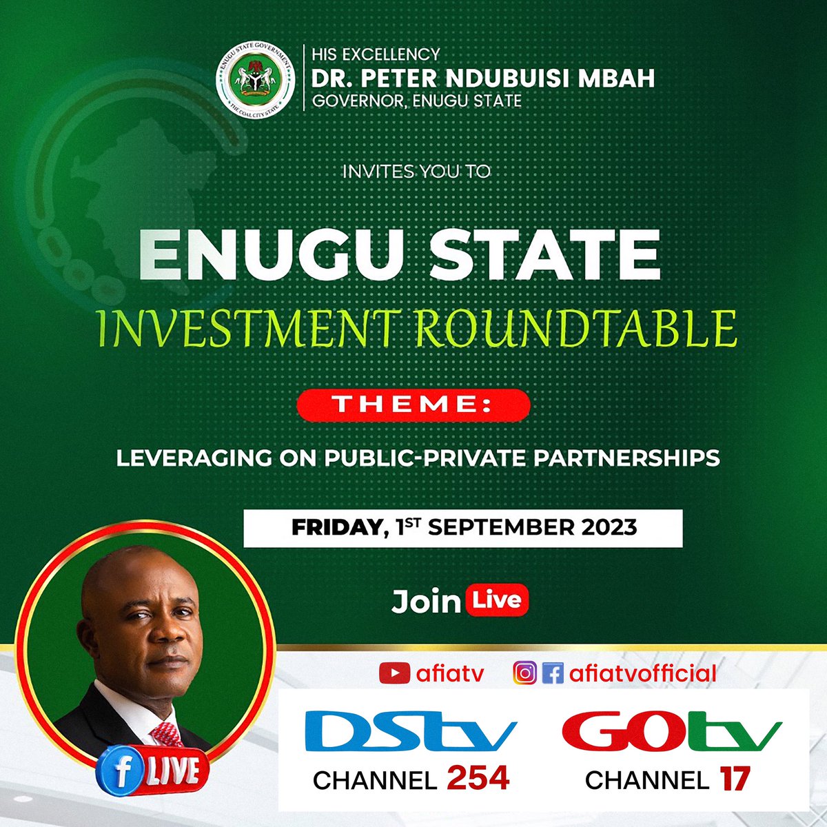 AfiaTvOfficial's tweet photo. 📍 Happening Live: Enugu State Investment Roundtable
Tune in to Afia TV to watch now.
Stream live here;
Facebook;
https://t.co/yZhZ7ZWqIs
YouTube:
https://t.co/z6IC5OBB68
#afiatv #Enugu #investmentroundtable https://t.co/BVV6ogtZLa