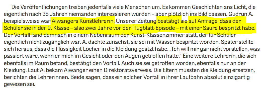 Das meinte Hubert #Aiwanger also, als er von seinen Verfehlungen als 15 Jähriger sprach – obwohl das Auschwitz-Flugblatt entstand als er 17 war:

Ein Angriff mit ätzender Säure auf zwei Lehrerinnen ⬇️
ovb-heimatzeitungen.de/politik/2023/0…