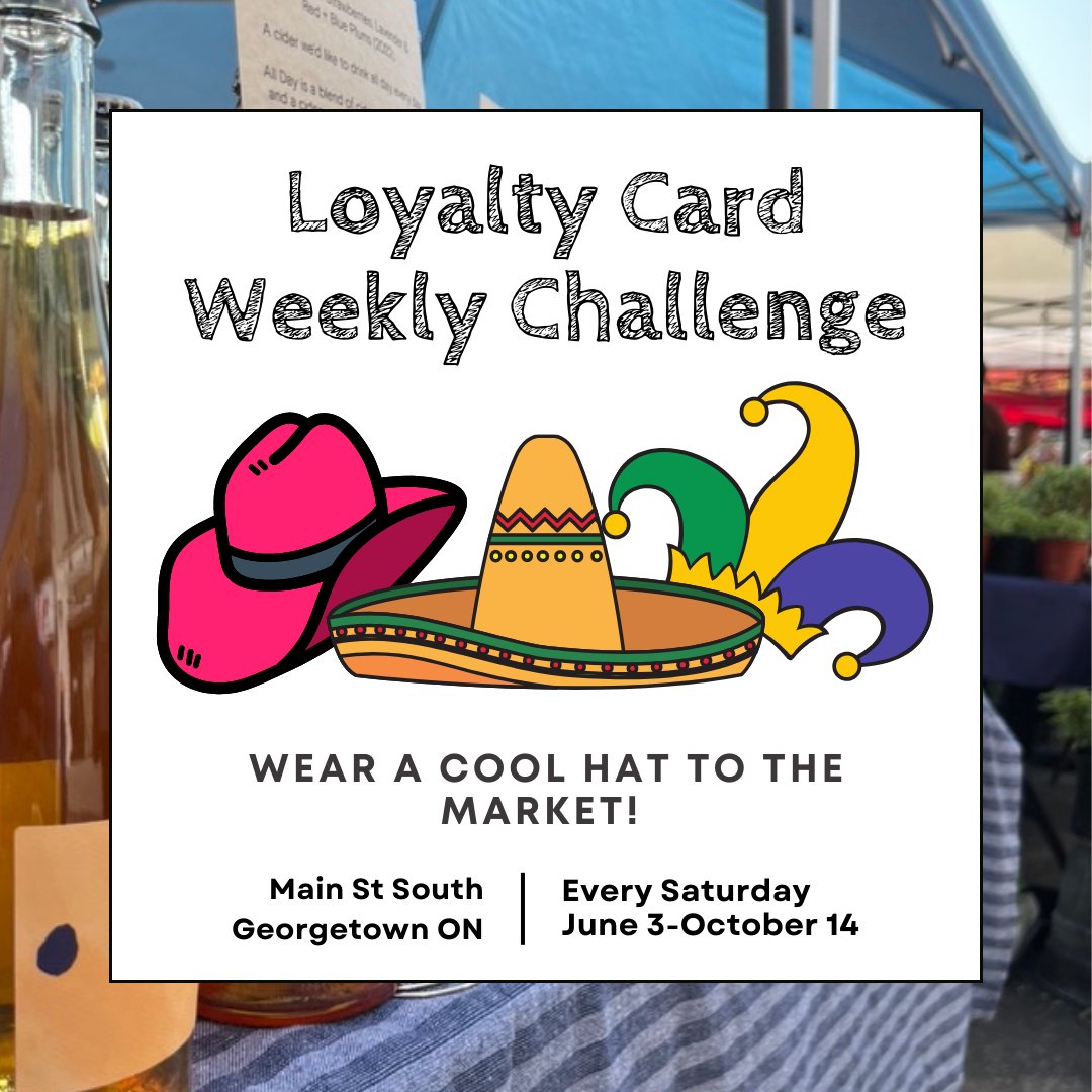 GeorgetownFM's tweet image. Summer may be over soon, but it's always a fun day at the Farmers' Market! Wear a funky, fun, silly hat to the Market to earn an extra loyalty card stamp 👒🎩 #georgetownfarmersmarket #haltonhills