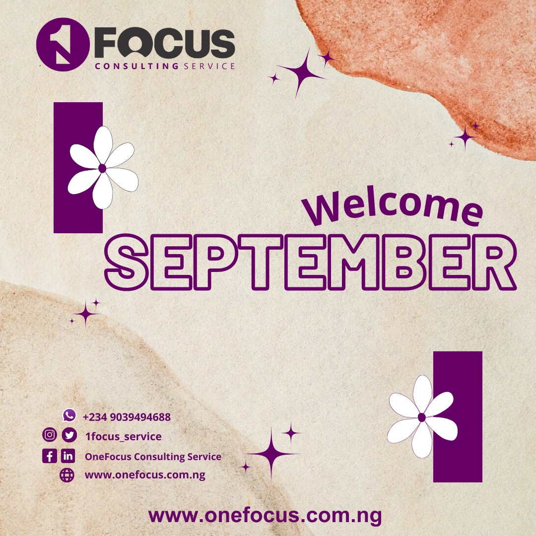 1focus_service's tweet photo. Welcome to September💃💃💃
Keep pushing. Don't give up🥰

#OneFocusConsultingService 
#onefocusteam 
#HappyNewMonth

@AborisadeAdeto1 @gift_chinasa @Neniger1 @PORTHARCOURT_ @phspecials https://t.co/0KC3BPUesI
