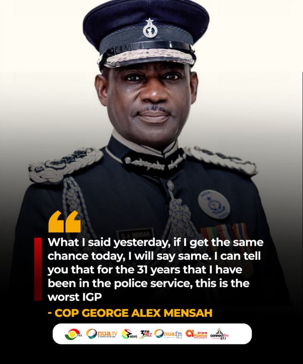tv3_ghana's tweet photo. Alleged Plot to oust IGP: This is the worst IGP in my 31 years of service - COP Alex Mensah

#3NewsGH https://t.co/6oi7BTrCbl