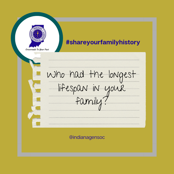 indianagensoc's tweet photo. Who's the earliest ancestor you've traced in your family tree? 🌳 #genealogy #longestlife https://t.co/1l4nCDKSXO