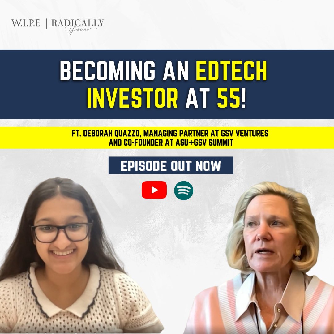 My full conversation with Deborah Quazzo, Managing Partner at GSV Ventures and Co-founder and Managing Partner of the ASU GSV Summit is out now on YouTube.

Watch it here: youtu.be/mXc24Td8AoQ?si…

#wipe #radicallyyours