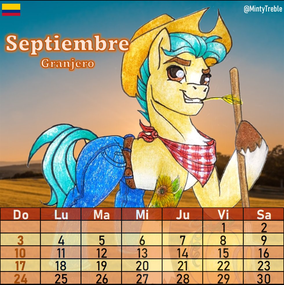 It's Hitch day!! For September, I bring you... Farmer Hitch!! 🐎🎃✨

He's getting ready for Halloween, but for now he's just our sexy model for my "Hardly Working" Calendar.