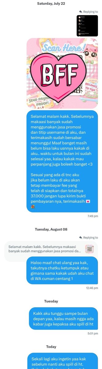chaerfy's tweet image. Help rt please? Thankyouu.

Mau spill @ nyaowng cust ku yang gamau bayar jastip usn di aku, padahal usnnya dia banyak yang pricey. Beberapa usnnya udah ada yang laku sama di UFT. #zonauang #zonaba