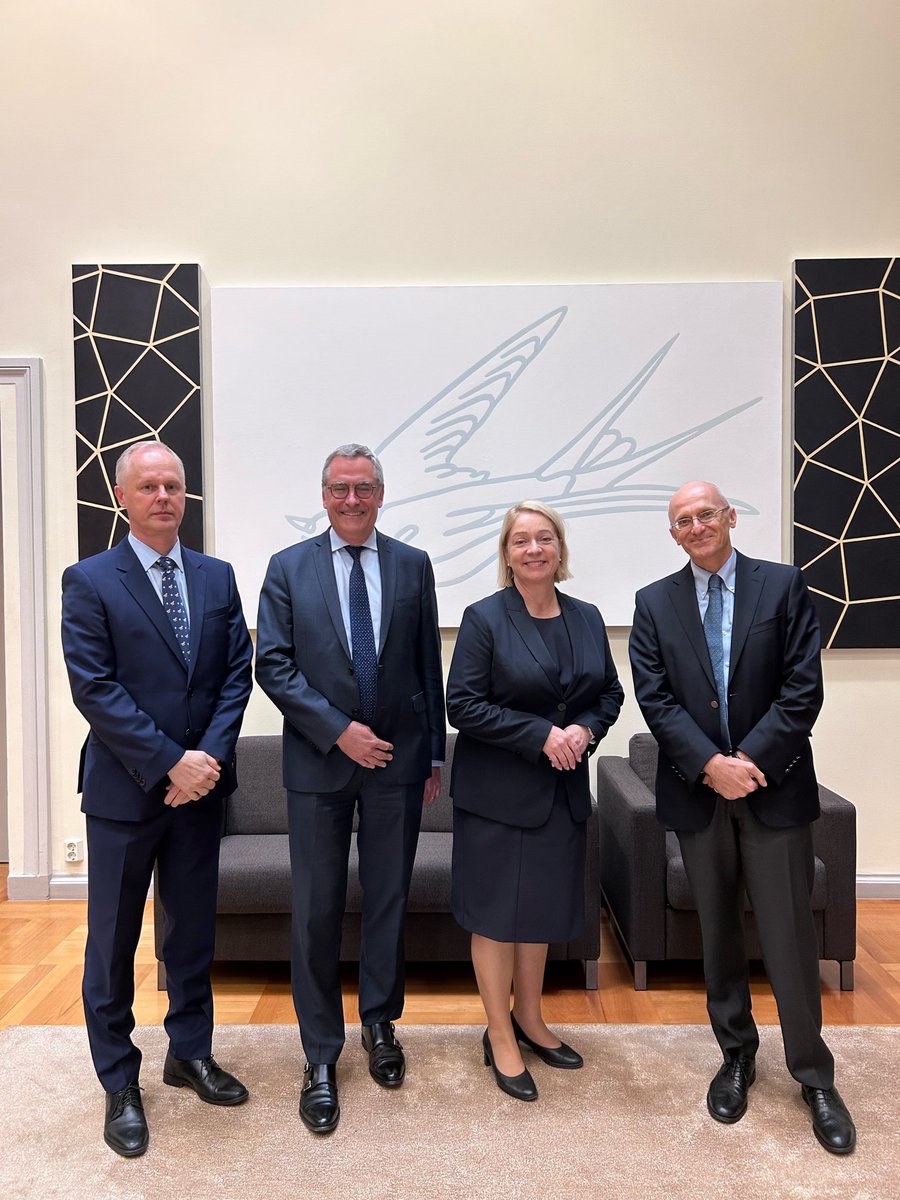 MarjaNykanen's tweet photo. It was a pleasure to have Dominique Laboureix @EU_SRB and Andrea Enria @ECB as our guests @SuomenPankki today. We had a very fruitful exchange of views on financial stability, banking supervision and resolution. Thank you @TeroKurenmaa @FIN_FSA for co-hosting! https://t.co/ENhVV40eyX