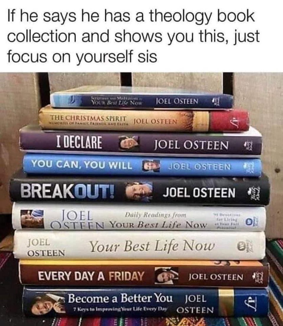 If he says he has a theology book collection and shows you this, just focus on yourself sis #CatholicConnect #Catholic #Catholics Full Post: zpr.io/tHffAGXLXqMf