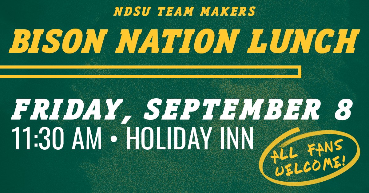 We're only 𝙤𝙣𝙚 𝙬𝙚𝙚𝙠 away from our first Bison Nation Luncheon for 2023! 🦬: All Bison Fans Welcome 📷: Doors open at 11:30 AM, Program at noon 📍: Holiday Inn 🎟️: $20