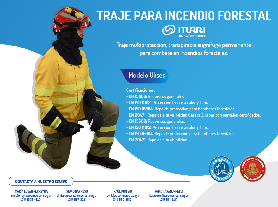 #ComprasComunitarias
¿Te gustaría contar con el traje forestal de <a href="/ITURRIGroup/">ITURRI</a> "Ulises", transpirable e ignífugo permanente para combate en incendios forestales? Contactate con el equipo de #ComprasComunitarias por más info bit.ly/ComprasComunit…