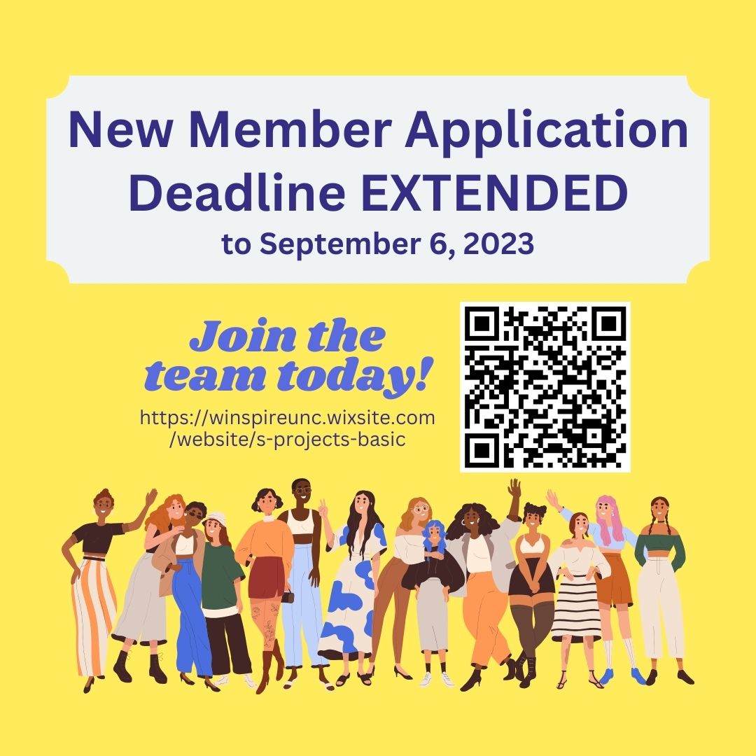 The WinSPIRE Organization at UNC Chapel Hill is accepting new members!  

Are you interested in STEM outreach and haven't taken the plunge yet? Now's your time!! Applications close September 6, 2023 at 11:59 PM.

P.S. - Peep some fun activities coordinated by our team this year!