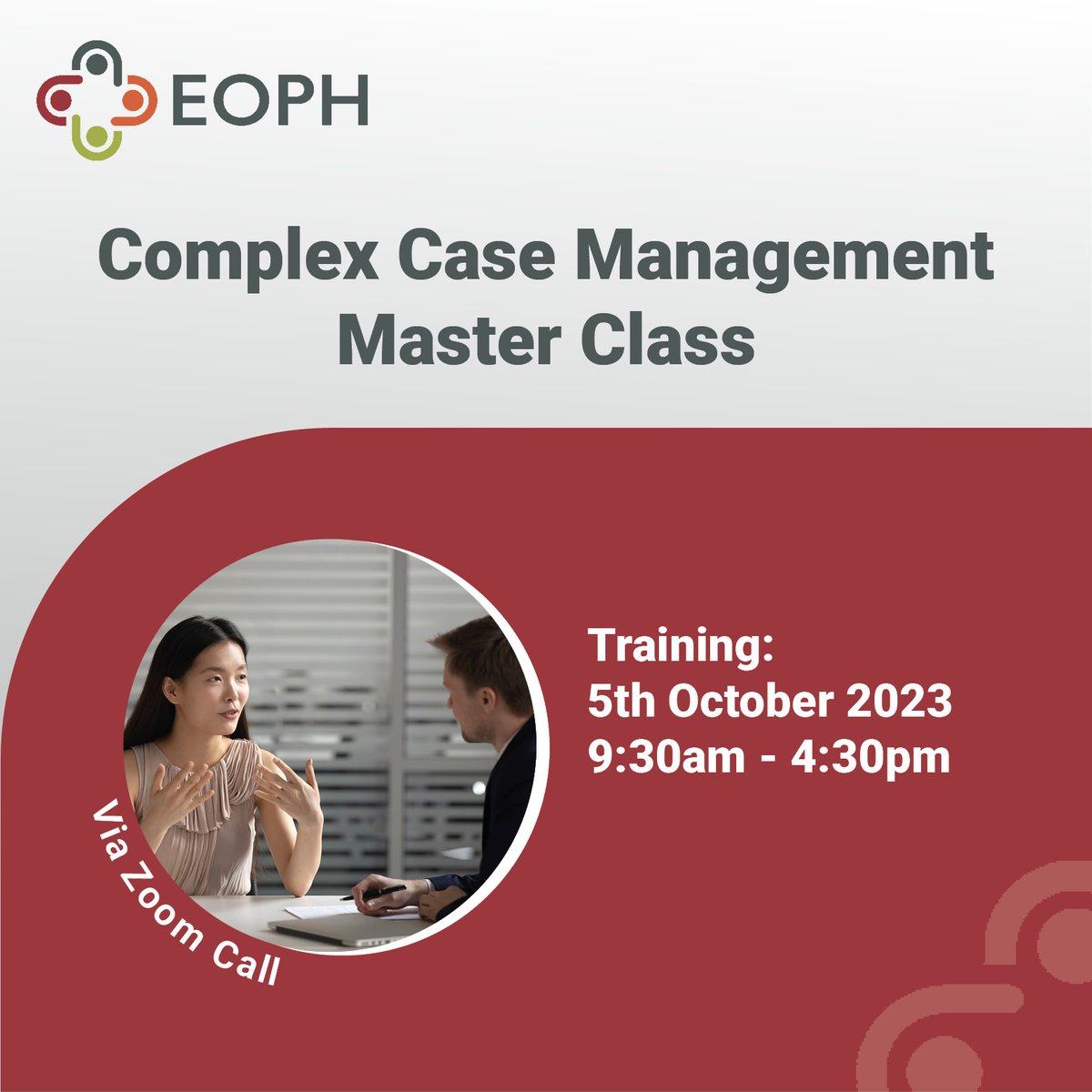 EOPHLtd's tweet photo. This October we’re launching a Complex Case Management Master Class!

Join other #OccupationalHealthProfessionals in group discussions and gain insight into the role of OH in advising on prognosis, adjustments, and risk.

For more information: https://t.co/hOB5gynpIJ https://t.co/8XBpXlyatr
