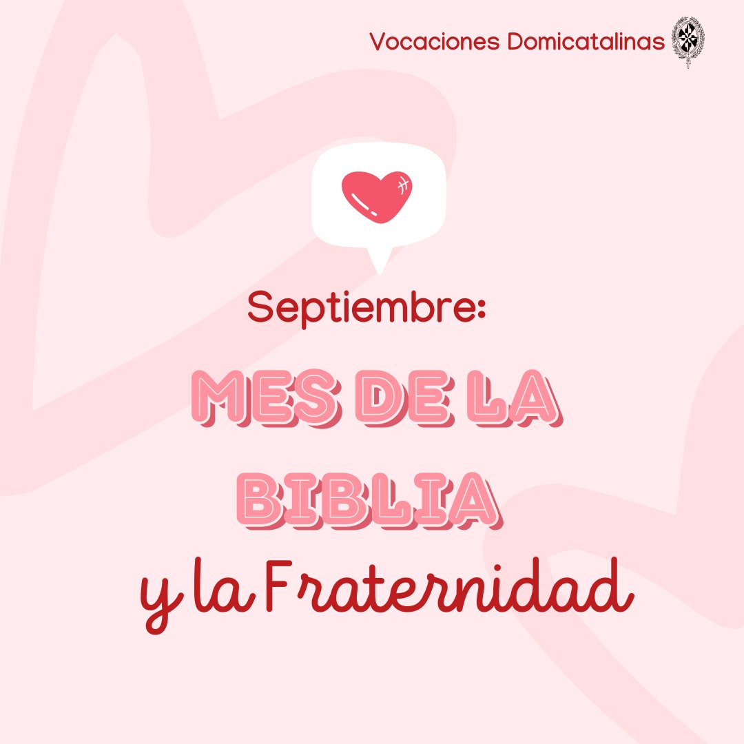 VocacionesDSC's tweet photo. Llega septiembre, el amor, la fraternidad y... el mes de la Biblia. 📖

Si, así como lees, Septiembre ha sido denominado por la Iglesia Católica ⛪ como el mes de la Biblia📕 y en Vocaciones Domicatalinas no seremos la excepción. 📿

#Vocaciones #Juventudes #Dominicas https://t.co/zmNGRgz5Lr