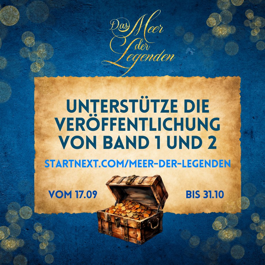 In 2 Wochen geht das Crowdfunding für #MeerDerLegenden los!😱 

➡️Damit Band 1 &amp; 2 beide dieses Jahr noch im Selfpublishing erscheinen können. 💙✨ 
➡️Ihr könnt euch währenddessen exklusive Belohnungen &amp; Goodies sichern. 
➡️Ich hab sehr viele coole Sachen vorbereitet🥺