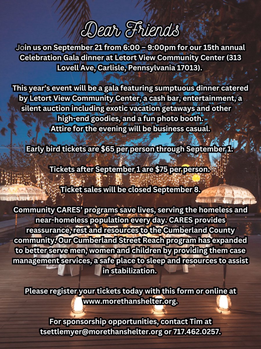 CARES4homeless's tweet image. We are less than three weeks from our celebration event. If you have not signed up yet, please do so before September 8. We are hoping to have a great turnout to end homelessness one person at a time.