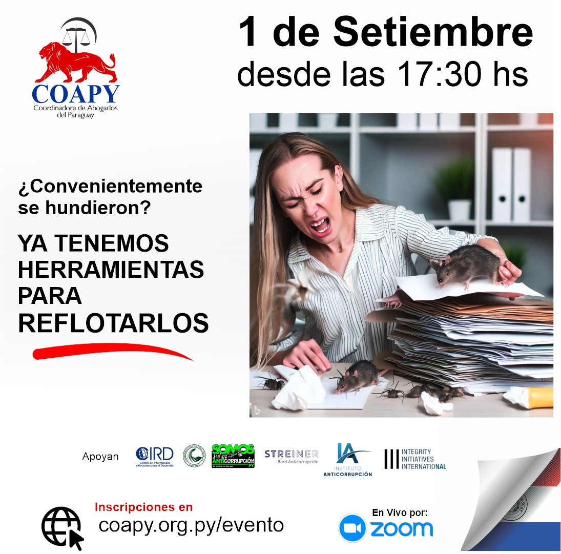 COAPY_PY's tweet photo. 𝗛𝗢𝗬 𝗗𝗘𝗦𝗗𝗘 𝗟𝗔𝗦 𝟭𝟳:𝟯𝟬 𝗵𝘀❗❗❗
Te invitamos a conocer los avances del proyecto AFAI.
Te mostraremos avances muy importantes sobre seguimiento de expedientes de casos de corrupción.
Inscribite ahora en: https://t.co/DT7Ih8V1NN
Más info: +595 981 795516
#Coapy https://t.co/jUwT29CR2o