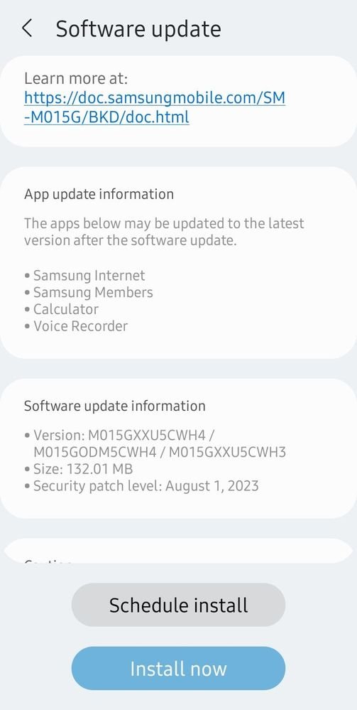 SamSWUpdate's tweet image. Samsung Galaxy M01 August 2023 update - India #Samsung #GalaxyM01 #OneUI