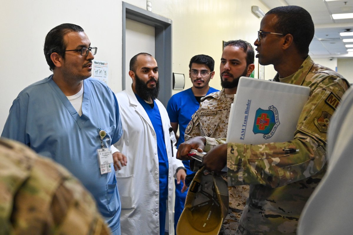 378AEW's tweet image. During AS 23.2, #TeamPSAB visited a local hospital to integrate with civilian and Royal Saudi Air Force counter-parts, and assess the medical infrastructure within the exercise area.
#PartnerForStrength #Partner #Prevail
@USAFCENT @CENTCOM @usairforce @USAinKSA